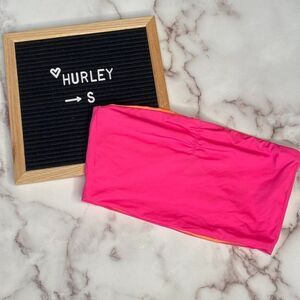 HURLEY Pink & Orange Reversible Bandeau Bikini Top | Size: S
